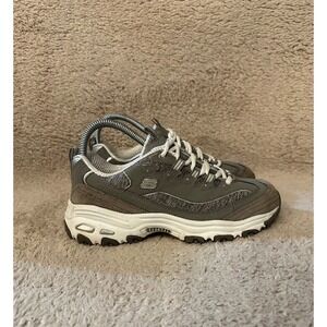 Skechers Women's Gray Lace Up Sneakers Shoes Size 7.5 Comfort Walking Athletic